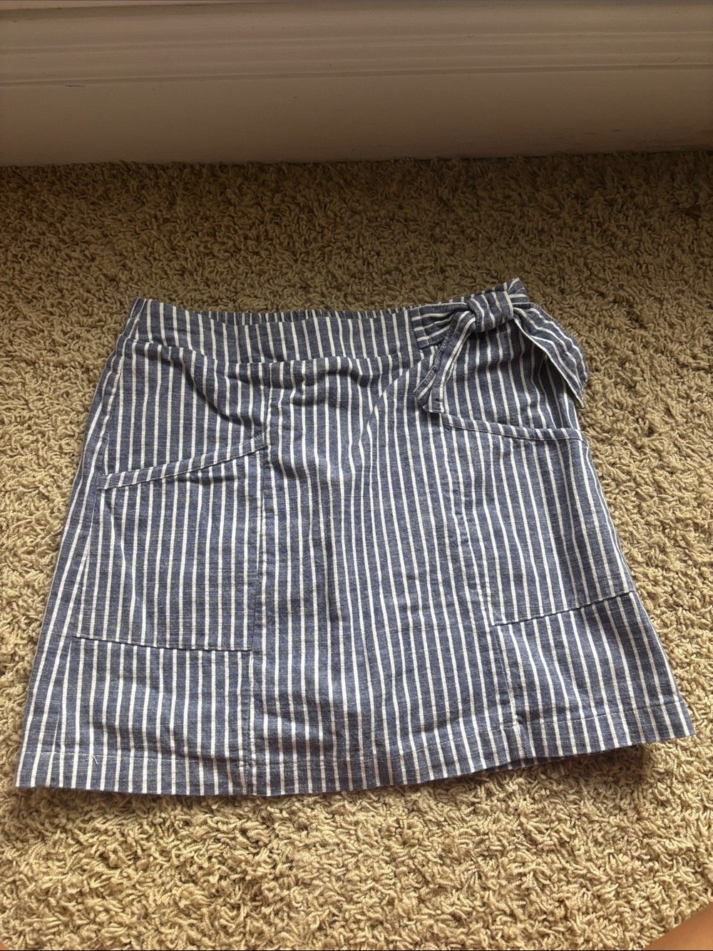 Copper Key Blue and White Striped Tie-Waist Skirt